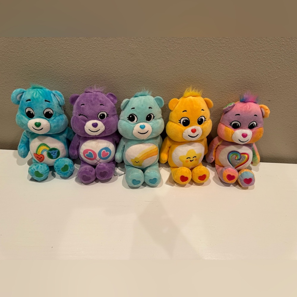 Care Bears Plush Toy Collection - Blue, Purple, Yellow, Pink